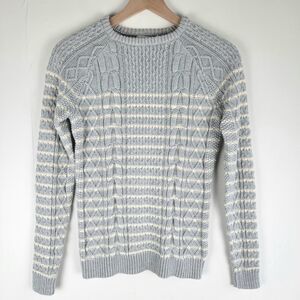 Vineyard Vines Womens Size XS Sweater Cable Knit Pullover Gray Ivory Striped EUC
